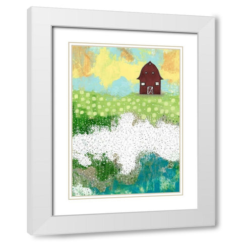 The Red Barn White Modern Wood Framed Art Print with Double Matting by Ogren, Sarah