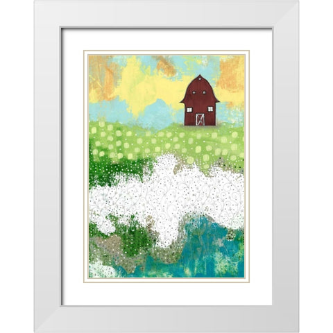 The Red Barn White Modern Wood Framed Art Print with Double Matting by Ogren, Sarah