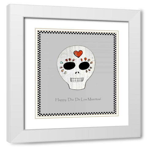 Sugar Skull White Modern Wood Framed Art Print with Double Matting by Ogren, Sarah