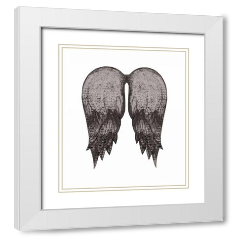 Black Angel Wings White Modern Wood Framed Art Print with Double Matting by Ogren, Sarah