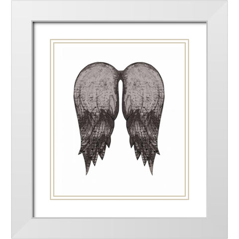 Black Angel Wings White Modern Wood Framed Art Print with Double Matting by Ogren, Sarah