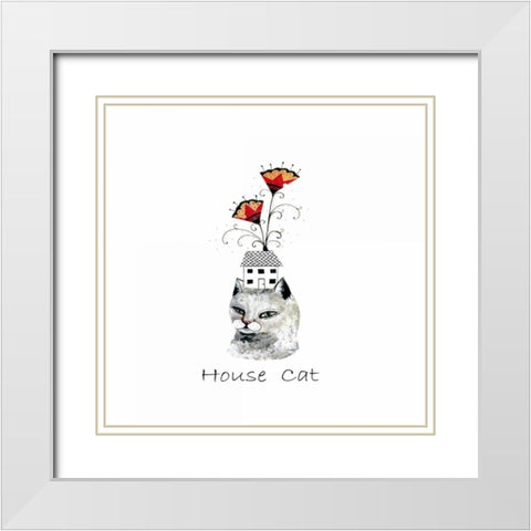 House Cat White Modern Wood Framed Art Print with Double Matting by Ogren, Sarah