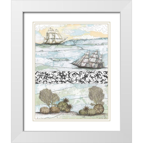 Boats and Coral White Modern Wood Framed Art Print with Double Matting by Ogren, Sarah