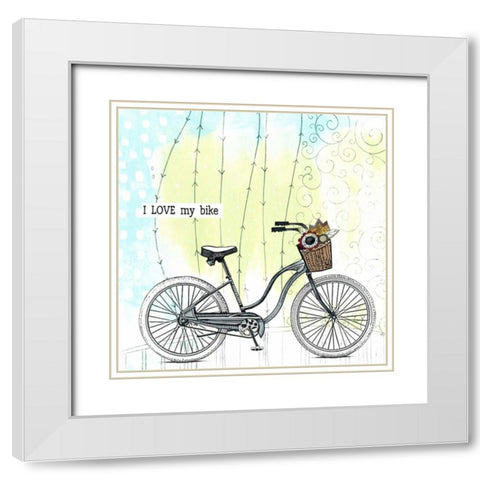 I Love My Bike White Modern Wood Framed Art Print with Double Matting by Ogren, Sarah