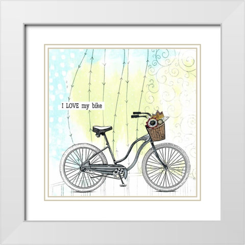 I Love My Bike White Modern Wood Framed Art Print with Double Matting by Ogren, Sarah