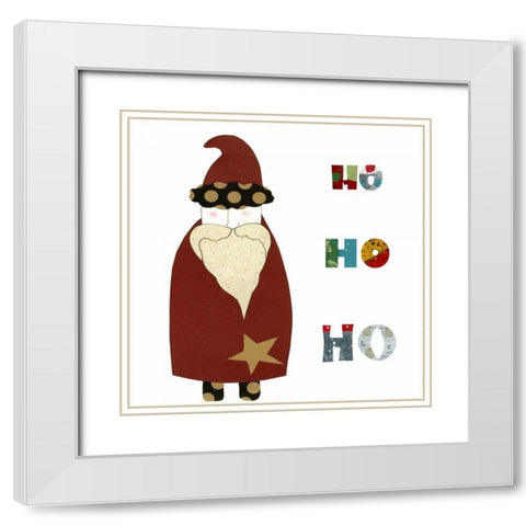 Dark Red Santa White Modern Wood Framed Art Print with Double Matting by Ogren, Sarah