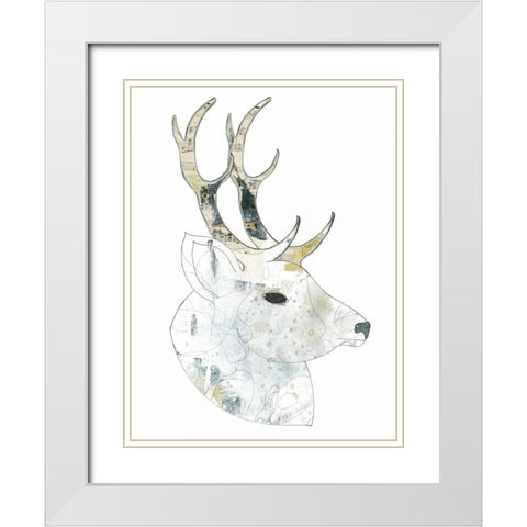 Golden Buck White Modern Wood Framed Art Print with Double Matting by Ogren, Sarah