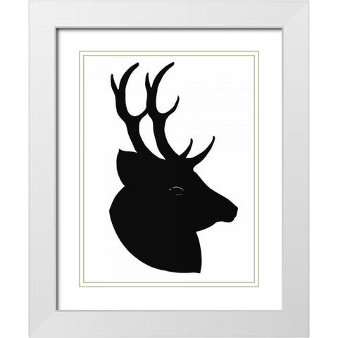 Deer Silhouette White Modern Wood Framed Art Print with Double Matting by Ogren, Sarah