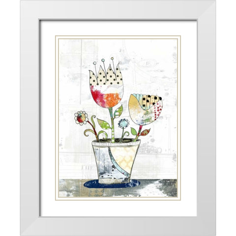 Flower Pot White Modern Wood Framed Art Print with Double Matting by Ogren, Sarah