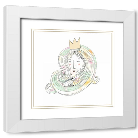 The Princess and the Frog White Modern Wood Framed Art Print with Double Matting by Ogren, Sarah