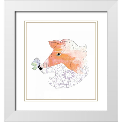 Lace Fox White Modern Wood Framed Art Print with Double Matting by Ogren, Sarah
