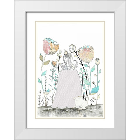 Princess and the Rabbit White Modern Wood Framed Art Print with Double Matting by Ogren, Sarah