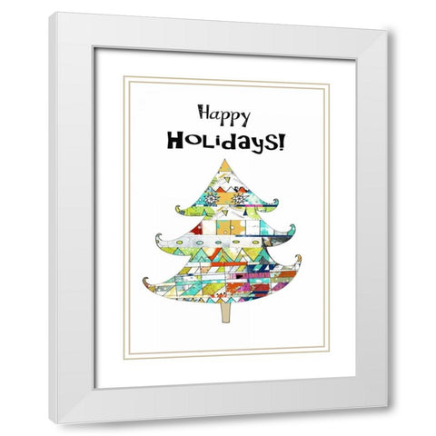 Geometric Tree White Modern Wood Framed Art Print with Double Matting by Ogren, Sarah