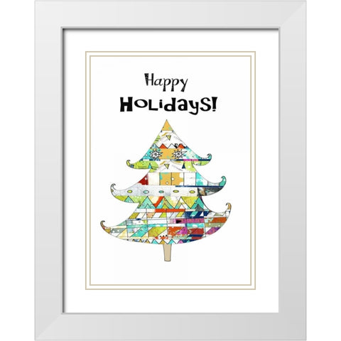 Geometric Tree White Modern Wood Framed Art Print with Double Matting by Ogren, Sarah