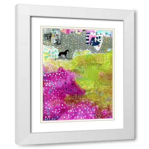Fuchsia and Lime Pasture White Modern Wood Framed Art Print with Double Matting by Ogren, Sarah