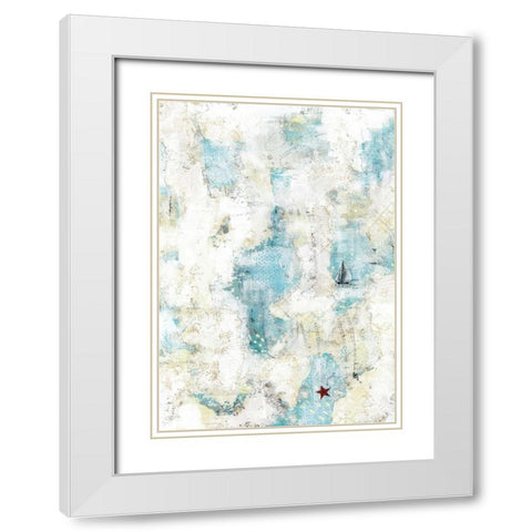 The Starfish and the Sailboat White Modern Wood Framed Art Print with Double Matting by Ogren, Sarah