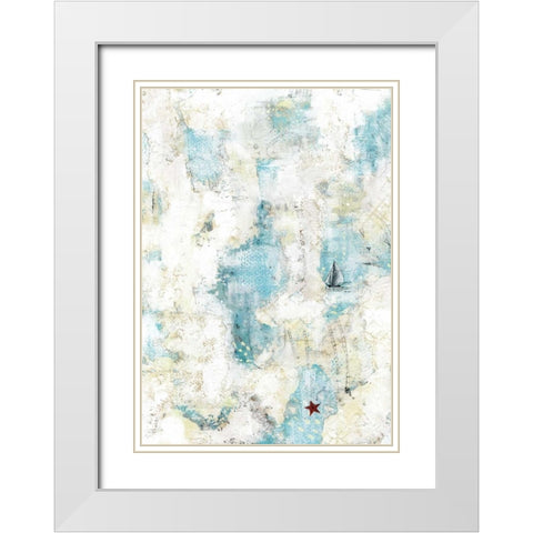 The Starfish and the Sailboat White Modern Wood Framed Art Print with Double Matting by Ogren, Sarah