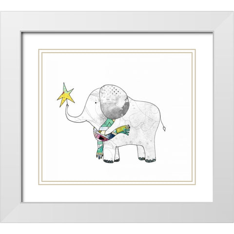 Elephant in a Scarf White Modern Wood Framed Art Print with Double Matting by Ogren, Sarah