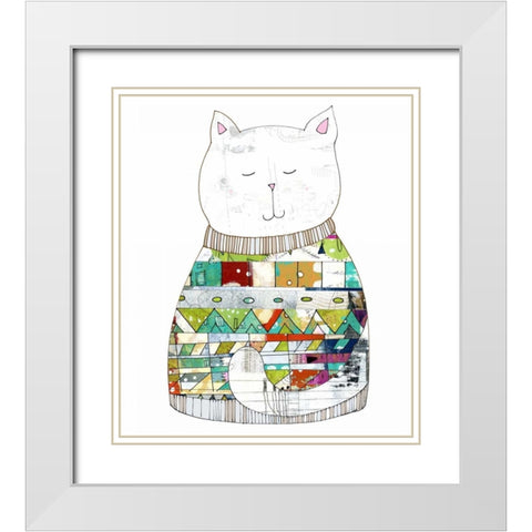 Cat in a Sweater White Modern Wood Framed Art Print with Double Matting by Ogren, Sarah