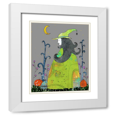 Witch in a Green Dress White Modern Wood Framed Art Print with Double Matting by Ogren, Sarah