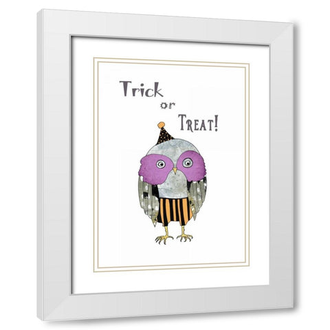 Trick or Treat Owl White Modern Wood Framed Art Print with Double Matting by Ogren, Sarah