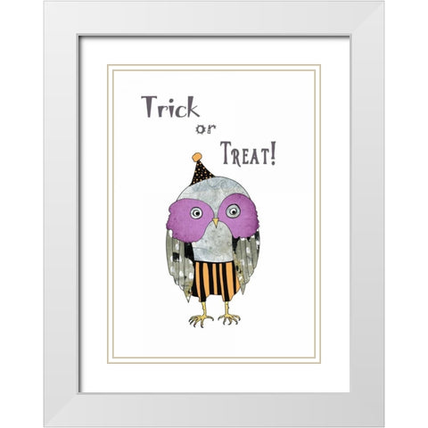 Trick or Treat Owl White Modern Wood Framed Art Print with Double Matting by Ogren, Sarah