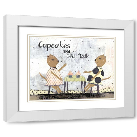 Cupcakes and Girl Talk White Modern Wood Framed Art Print with Double Matting by Ogren, Sarah