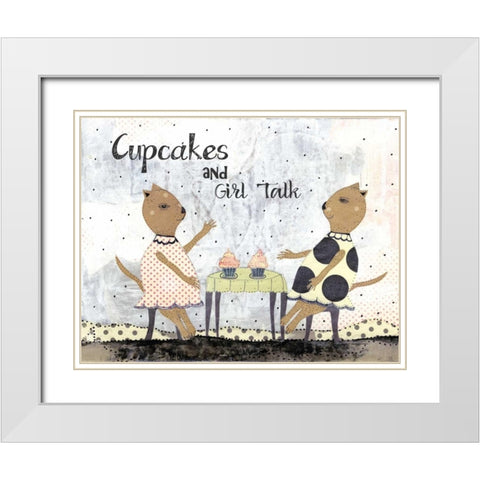 Cupcakes and Girl Talk White Modern Wood Framed Art Print with Double Matting by Ogren, Sarah