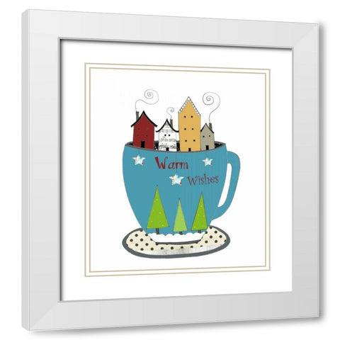 Warm Wishes in a Cup White Modern Wood Framed Art Print with Double Matting by Ogren, Sarah
