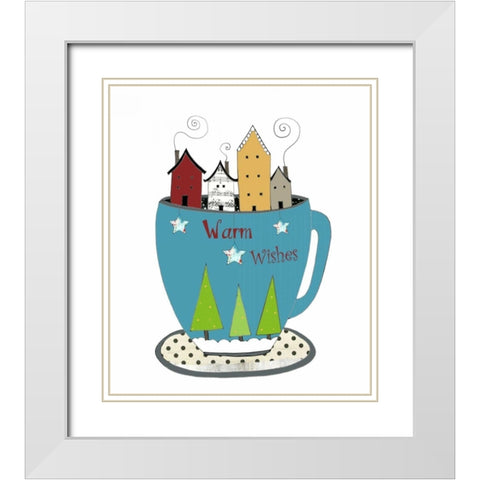 Warm Wishes in a Cup White Modern Wood Framed Art Print with Double Matting by Ogren, Sarah