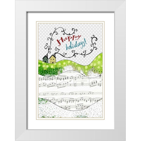 Happy Holidays Houses White Modern Wood Framed Art Print with Double Matting by Ogren, Sarah