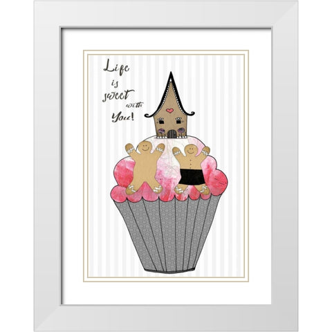 Life is Sweet Gingerbread White Modern Wood Framed Art Print with Double Matting by Ogren, Sarah
