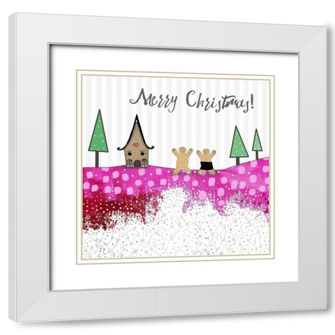 Merry Christmas Gingerbread White Modern Wood Framed Art Print with Double Matting by Ogren, Sarah