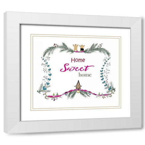 Home Sweet Home Gingerbread White Modern Wood Framed Art Print with Double Matting by Ogren, Sarah