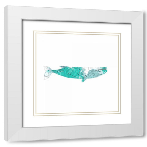 Blue Whale White Modern Wood Framed Art Print with Double Matting by Ogren, Sarah