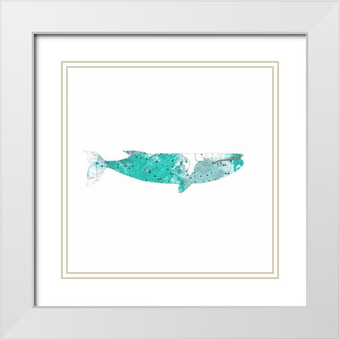 Blue Whale White Modern Wood Framed Art Print with Double Matting by Ogren, Sarah