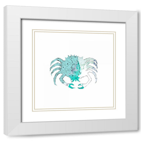 Blue Crab White Modern Wood Framed Art Print with Double Matting by Ogren, Sarah