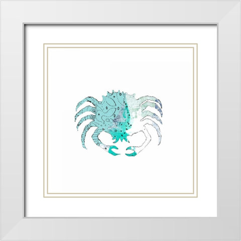 Blue Crab White Modern Wood Framed Art Print with Double Matting by Ogren, Sarah