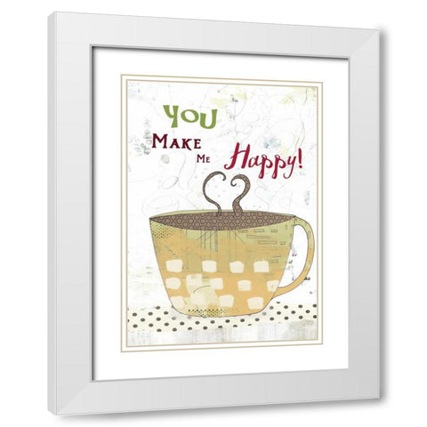Happy Coffee White Modern Wood Framed Art Print with Double Matting by Ogren, Sarah