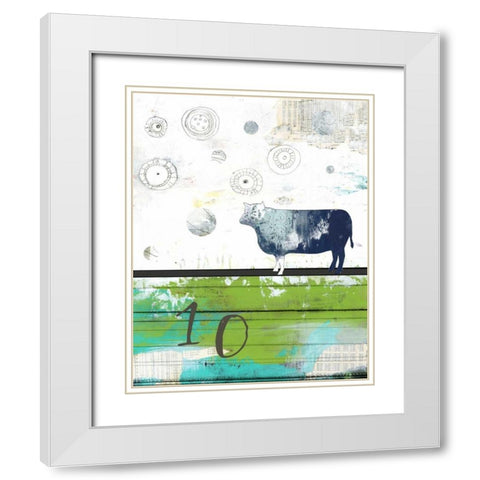 Cow 10 White Modern Wood Framed Art Print with Double Matting by Ogren, Sarah