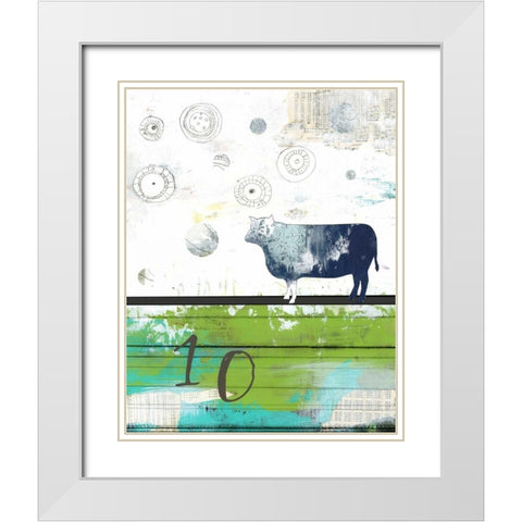 Cow 10 White Modern Wood Framed Art Print with Double Matting by Ogren, Sarah