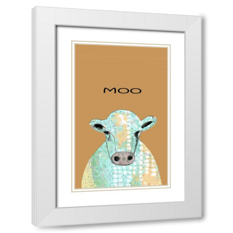 Moo Cow White Modern Wood Framed Art Print with Double Matting by Ogren, Sarah