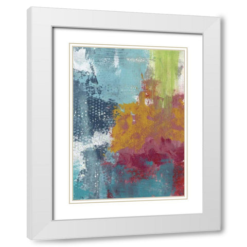 Lime Green Waterfall Abstract White Modern Wood Framed Art Print with Double Matting by Ogren, Sarah