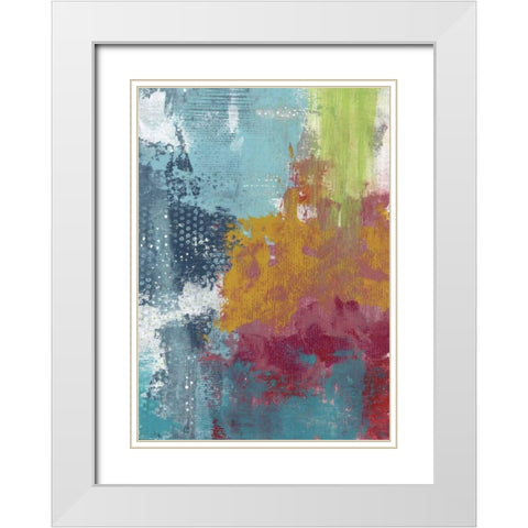 Lime Green Waterfall Abstract White Modern Wood Framed Art Print with Double Matting by Ogren, Sarah