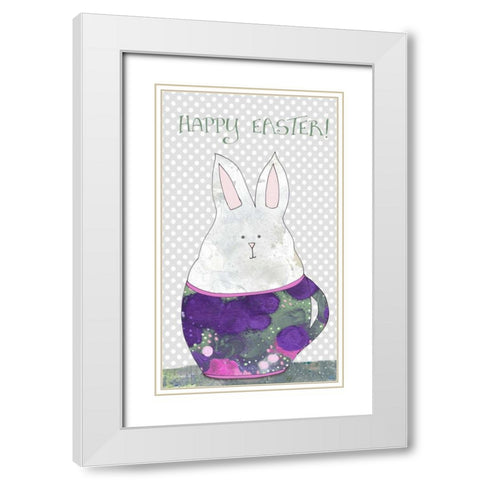 Rabbit in Tea Cup White Modern Wood Framed Art Print with Double Matting by Ogren, Sarah