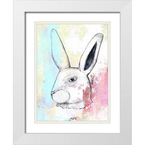 Rainbow Bunny II White Modern Wood Framed Art Print with Double Matting by Ogren, Sarah