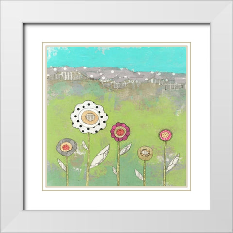 5 Flowers White Modern Wood Framed Art Print with Double Matting by Ogren, Sarah