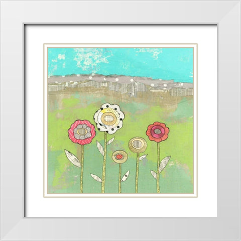 5 More Flowers White Modern Wood Framed Art Print with Double Matting by Ogren, Sarah