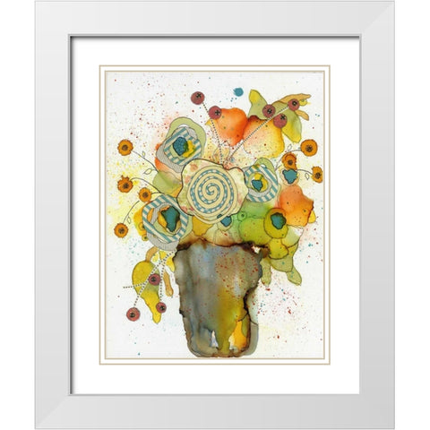 Floral Vase White Modern Wood Framed Art Print with Double Matting by Ogren, Sarah