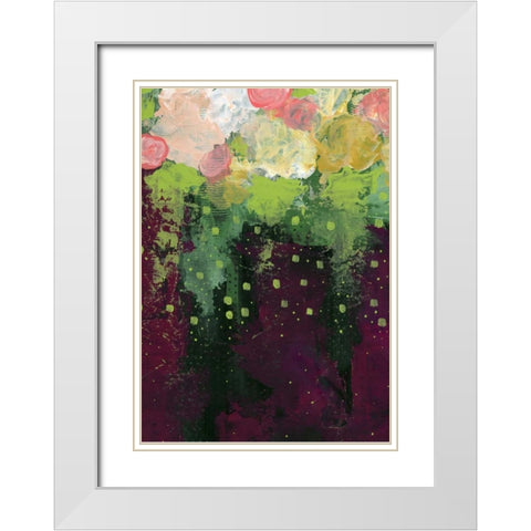 Purple and Lime Floral White Modern Wood Framed Art Print with Double Matting by Ogren, Sarah